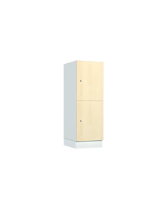 Houten kledinglocker laag model met brede vakken voor 2 personen - decor (gemelamineerd spaanplaat) - H.120 x B.40 cm Wit W980 Mainau Berk H1733