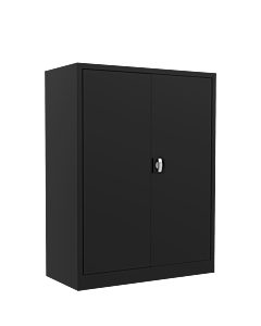Draaideurkast zwart - H.120 x B.92 cm - Inclusief 2 legborden