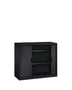 Roldeurkast zwart - H.105 x B.120 cm - Inclusief 2 legborden