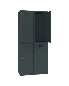 Halfhoge locker voor 4 personen met legbord en kledingroede + 3 kledinghaken - breed model - H.180 x B.80 cm Antracietgrijs (RAL7016) Antracietgrijs (RAL7016)
