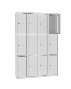 Metalen locker met 12 vakken - H.180 x B.120 cm Lichtgrijs (RAL7035) Lichtgrijs (RAL7035)