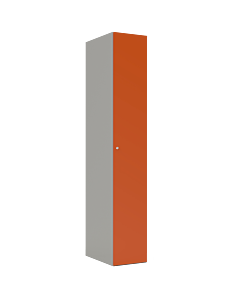 HPL kledinglocker voor 1 persoon - H.180 x B.30 cm Grijs (0149) Oranje (F001)