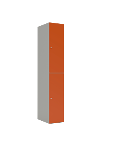 HPL halfhoge lockerkast voor 2 personen - H.180 x B.30 cm Grijs (0149) Oranje (F001)