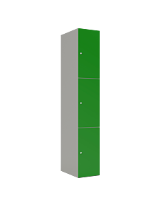 HPL locker met 3 vakken - H.180 x B.30 cm Grijs (0149) Groen (V109)