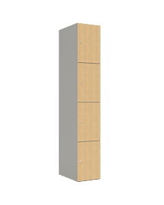 HPL locker met 4 vakken - H.180 x B.30 cm Grijs (0149) Eiken (C102)
