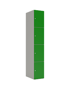 HPL locker met 4 vakken - H.180 x B.30 cm Grijs (0149) Groen (V109)