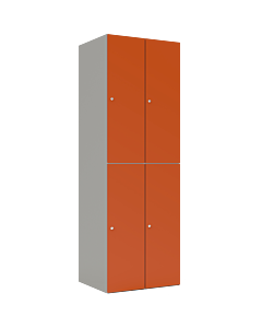 HPL halfhoge lockerkast voor 4 personen - H.180 x B.60 cm Grijs (0149) Oranje (F001)
