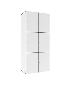 HPL locker met 6 brede vakken - H.180 x B.80 cm Wit (B070) Wit (B070)