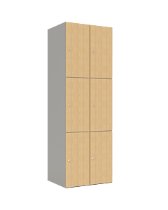 HPL locker met 6 vakken - H.180 x B.60 cm Grijs (0149) Eiken (C102)