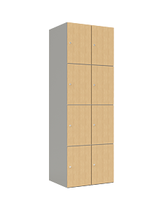 HPL locker met 8 vakken - H.180 x B.60 cm Grijs (0149) Eiken (C102)