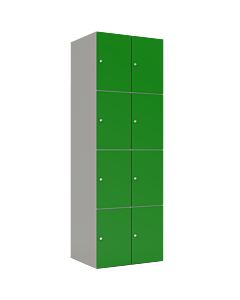 HPL locker met 8 vakken - H.180 x B.60 cm Grijs (0149) Groen (V109)