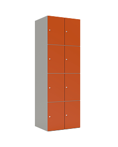 HPL locker met 8 vakken - H.180 x B.60 cm Grijs (0149) Oranje (F001)