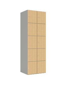 HPL locker met 10 vakken - H.180 x B.60 cm Grijs (0149) Eiken (C102)