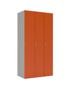 HPL kledinglocker voor 3 personen - H.180 x B.90 cm Grijs (0149) Oranje (F001)