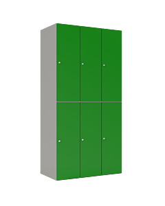 HPL halfhoge lockerkast voor 6 personen - H.180 x B.90 cm Grijs (0149) Groen (V109)