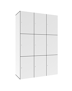 HPL locker met 9 brede vakken - H.180 x B.120 cm Wit (B070) Wit (B070)