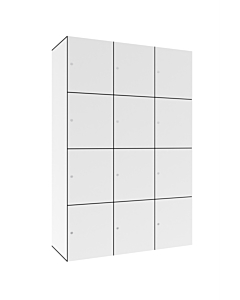 HPL locker met 12 brede vakken - H.180 x B.120 cm Wit (B070) Wit (B070)