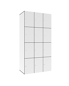 HPL locker met 12 vakken - H.180 x B.90 cm Wit (B070) Wit (B070)