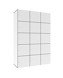 HPL locker met 15 brede vakken - H.180 x B.120 cm Wit (B070) Wit (B070)