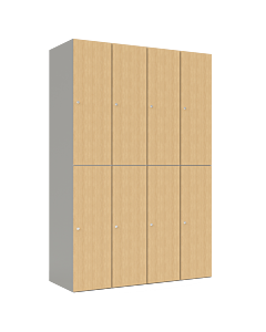 HPL halfhoge lockerkast voor 8 personen - H.180 x B.120 cm Grijs (0149) Eiken (C102)
