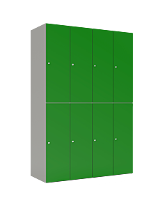 HPL halfhoge lockerkast voor 8 personen - H.180 x B.120 cm Grijs (0149) Groen (V109)