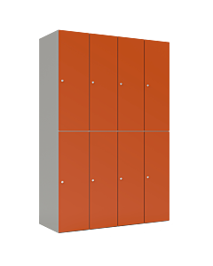 HPL halfhoge lockerkast voor 8 personen - H.180 x B.120 cm Grijs (0149) Oranje (F001)
