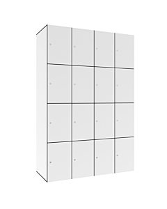 HPL locker met 16 vakken - H.180 x B.120 cm Wit (B070) Wit (B070)