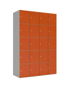 HPL locker met 20 vakken - H.180 x B.120 cm Grijs (0149) Oranje (F001)