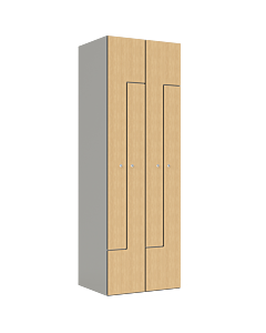 HPL Z locker voor 4 personen - H.180 x B.60 cm Grijs (0149) Eiken (C102)