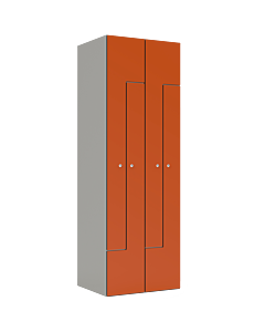 HPL Z locker voor 4 personen - H.180 x B.60 cm Grijs (0149) Oranje (F001)