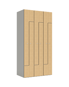 HPL Z locker voor 6 personen - H.180 x B.90 cm Grijs (0149) Eiken (C102)