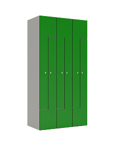 HPL Z locker voor 6 personen - H.180 x B.90 cm Grijs (0149) Groen (V109)
