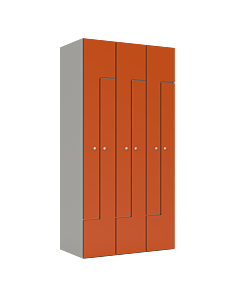HPL Z locker voor 6 personen - H.180 x B.90 cm Grijs (0149) Oranje (F001)