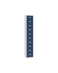 Mini locker met 10 vakken - H.180 x B.32,5 cm Lichtgrijs (RAL7035) Gentiaanblauw (RAL5010)