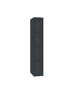 Locker met 4 vakken en doorzichtige plexiglas deuren - H.180 x B.30 cm Antracietgrijs (RAL7016) Antracietgrijs (RAL7016)