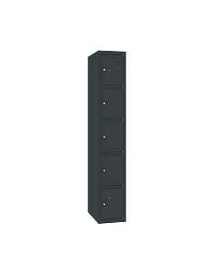 Locker met 5 vakken en doorzichtige plexiglas deuren - H.180 x B.30 cm Antracietgrijs (RAL7016) Antracietgrijs (RAL7016)