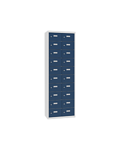 Mini locker met 20 vakken - H.180 x B.60 cm Lichtgrijs (RAL7035) Gentiaanblauw (RAL5010)