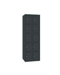 Locker met 10 vakken en doorzichtige plexiglas deuren - H.180 x B.60 cm Antracietgrijs (RAL7016) Antracietgrijs (RAL7016)