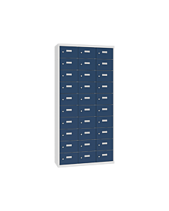 Mini locker met 30 vakken - H.180 x B.87,5 cm Lichtgrijs (RAL7035) Gentiaanblauw (RAL5010)