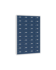 Mini locker met 40 vakken - H.180 x B.115 cm Lichtgrijs (RAL7035) Gentiaanblauw (RAL5010)