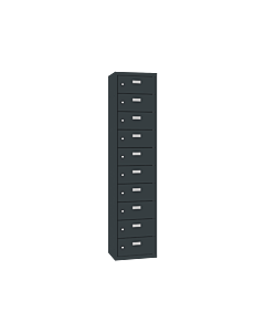 Mini locker met 10 brede vakken - H.180 x B.42,5 cm Antracietgrijs (RAL7016) Antracietgrijs (RAL7016)