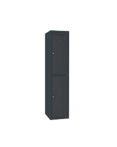 Locker met 2 brede vakken en doorzichtige plexiglas deuren - H.180 x B.30 cm Antracietgrijs (RAL7016) Antracietgrijs (RAL7016)