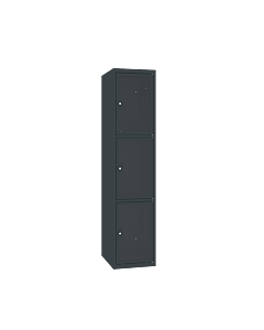 Locker met 3 brede vakken en doorzichtige plexiglas deuren - H.180 x B.30 cm Antracietgrijs (RAL7016) Antracietgrijs (RAL7016)