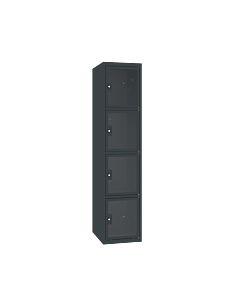 Locker met 4 brede vakken en doorzichtige plexiglas deuren - H.180 x B.30 cm Antracietgrijs (RAL7016) Antracietgrijs (RAL7016)