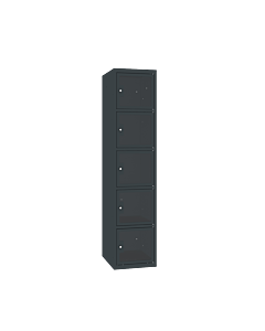 Locker met 5 brede vakken en doorzichtige plexiglas deuren - H.180 x B.30 cm Antracietgrijs (RAL7016) Antracietgrijs (RAL7016)