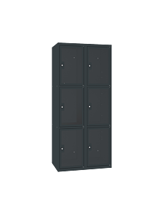 Locker met 6 brede vakken en doorzichtige plexiglas deuren - H.180 x B.60 cm Antracietgrijs (RAL7016) Antracietgrijs (RAL7016)