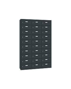 Mini locker met 30 brede vakken - H.180 x B.117,5 cm Antracietgrijs (RAL7016) Antracietgrijs (RAL7016)