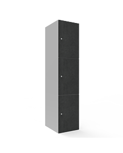 HPL locker met 3 brede vakken - H.180 x B.40 cm (staal + HPL) Lichtgrijs (RAL7035) Beton (B041)