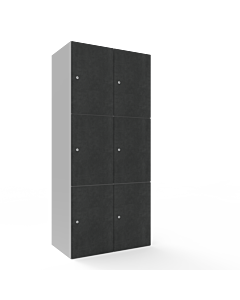 HPL locker met 6 brede vakken - H.180 x B.80 cm (staal + HPL) Lichtgrijs (RAL7035) Beton (B041)