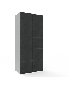 HPL locker met 10 brede vakken - H.180 x B.80 cm (staal + HPL) Lichtgrijs (RAL7035) Beton (B041)